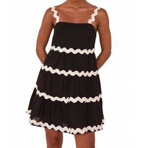 NEW MAYAH OVERSEAS ric rac mini dress in black